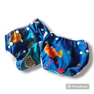 Set of 2 reusable baby swim diapers adjustable 0-3 years